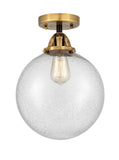 288-1C-BAB-G204-10 1-Light 10" Black Antique Brass Semi-Flush Mount - Seedy Beacon Glass - LED Bulb - Dimmensions: 10 x 10 x 13.25 - Sloped Ceiling Compatible: No