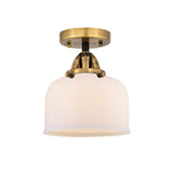 1-Light 8" Semi-Flush Mount - Matte White Cased Large Bell Glass - Choice of Finish and Bulb