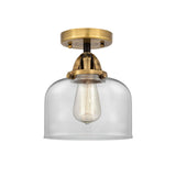 288-1C-BAB-G72 1-Light 8" Black Antique Brass Semi-Flush Mount - Clear Large Bell Glass - LED Bulb - Dimmensions: 8 x 8 x 9.25 - Sloped Ceiling Compatible: No