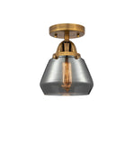 288-1C-BB-G173 1-Light 6.75" Brushed Brass Semi-Flush Mount - Plated Smoke Fulton Glass - LED Bulb - Dimmensions: 6.75 x 6.75 x 8.75 - Sloped Ceiling Compatible: No