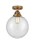 1-Light 10" Antique Copper Semi-Flush Mount - Seedy Beacon Glass LED