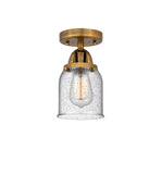 288-1C-BB-G54 1-Light 5" Brushed Brass Semi-Flush Mount - Seedy Small Bell Glass - LED Bulb - Dimmensions: 5 x 5 x 9.25 - Sloped Ceiling Compatible: No