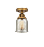 288-1C-BB-G58 1-Light 5" Brushed Brass Semi-Flush Mount - Silver Plated Mercury Small Bell Glass - LED Bulb - Dimmensions: 5 x 5 x 9.25 - Sloped Ceiling Compatible: No