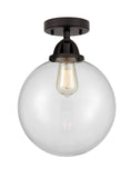 288-1C-BK-G202-10 1-Light 10" Matte Black Semi-Flush Mount - Clear Beacon Glass - LED Bulb - Dimmensions: 10 x 10 x 13.25 - Sloped Ceiling Compatible: No