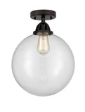 288-1C-BK-G202-12 1-Light 12" Matte Black Semi-Flush Mount - Clear Beacon Glass - LED Bulb - Dimmensions: 12 x 12 x 15.25 - Sloped Ceiling Compatible: No