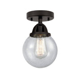 288-1C-BK-G204-6 1-Light 6" Matte Black Semi-Flush Mount - Seedy Beacon Glass - LED Bulb - Dimmensions: 6 x 6 x 9.25 - Sloped Ceiling Compatible: No