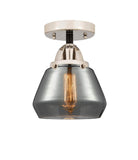 288-1C-BPN-G173 1-Light 6.75" Black Polished Nickel Semi-Flush Mount - Plated Smoke Fulton Glass - LED Bulb - Dimmensions: 6.75 x 6.75 x 8.75 - Sloped Ceiling Compatible: No