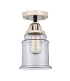 288-1C-BPN-G182 1-Light 6" Black Polished Nickel Semi-Flush Mount - Clear Canton Glass - LED Bulb - Dimmensions: 6 x 6 x 10.75 - Sloped Ceiling Compatible: No
