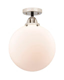 288-1C-BPN-G201-12 1-Light 12" Black Polished Nickel Semi-Flush Mount - Matte White Cased Beacon Glass - LED Bulb - Dimmensions: 12 x 12 x 15.25 - Sloped Ceiling Compatible: No