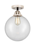 288-1C-BPN-G202-10 1-Light 10" Black Polished Nickel Semi-Flush Mount - Clear Beacon Glass - LED Bulb - Dimmensions: 10 x 10 x 13.25 - Sloped Ceiling Compatible: No