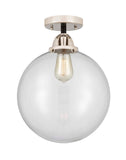 288-1C-BPN-G202-12 1-Light 12" Black Polished Nickel Semi-Flush Mount - Clear Beacon Glass - LED Bulb - Dimmensions: 12 x 12 x 15.25 - Sloped Ceiling Compatible: No