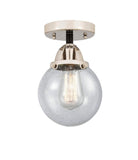 288-1C-BPN-G204-6 1-Light 6" Black Polished Nickel Semi-Flush Mount - Seedy Beacon Glass - LED Bulb - Dimmensions: 6 x 6 x 9.25 - Sloped Ceiling Compatible: No