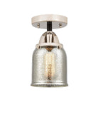 288-1C-BPN-G58 1-Light 5" Black Polished Nickel Semi-Flush Mount - Silver Plated Mercury Small Bell Glass - LED Bulb - Dimmensions: 5 x 5 x 9.25 - Sloped Ceiling Compatible: No