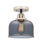 288-1C-BPN-G73 1-Light 8" Black Polished Nickel Semi-Flush Mount - Plated Smoke Large Bell Glass - LED Bulb - Dimmensions: 8 x 8 x 9.25 - Sloped Ceiling Compatible: No