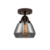 288-1C-OB-G173 1-Light 6.75" Oil Rubbed Bronze Semi-Flush Mount - Plated Smoke Fulton Glass - LED Bulb - Dimmensions: 6.75 x 6.75 x 8.75 - Sloped Ceiling Compatible: No
