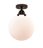 288-1C-OB-G201-10 1-Light 10" Oil Rubbed Bronze Semi-Flush Mount - Matte White Cased Beacon Glass - LED Bulb - Dimmensions: 10 x 10 x 13.25 - Sloped Ceiling Compatible: No