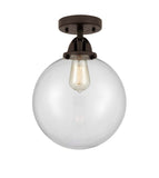 288-1C-OB-G202-10 1-Light 10" Oil Rubbed Bronze Semi-Flush Mount - Clear Beacon Glass - LED Bulb - Dimmensions: 10 x 10 x 13.25 - Sloped Ceiling Compatible: No