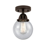 288-1C-OB-G204-6 1-Light 6" Oil Rubbed Bronze Semi-Flush Mount - Seedy Beacon Glass - LED Bulb - Dimmensions: 6 x 6 x 9.25 - Sloped Ceiling Compatible: No