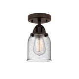 288-1C-OB-G54 1-Light 5" Oil Rubbed Bronze Semi-Flush Mount - Seedy Small Bell Glass - LED Bulb - Dimmensions: 5 x 5 x 9.25 - Sloped Ceiling Compatible: No