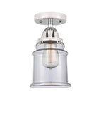 288-1C-PC-G182 1-Light 6" Polished Chrome Semi-Flush Mount - Clear Canton Glass - LED Bulb - Dimmensions: 6 x 6 x 10.75 - Sloped Ceiling Compatible: No