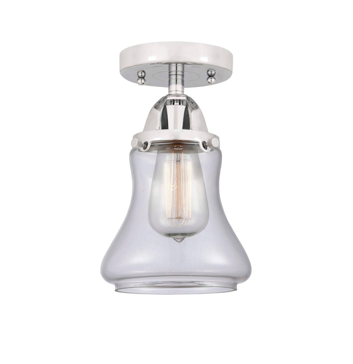 288-1C-PC-G192 1-Light 6" Polished Chrome Semi-Flush Mount - Clear Bellmont Glass - LED Bulb - Dimmensions: 6 x 6 x 9.75 - Sloped Ceiling Compatible: No