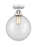 288-1C-PC-G202-10 1-Light 10" Polished Chrome Semi-Flush Mount - Clear Beacon Glass - LED Bulb - Dimmensions: 10 x 10 x 13.25 - Sloped Ceiling Compatible: No