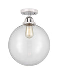 288-1C-PC-G202-12 1-Light 12" Polished Chrome Semi-Flush Mount - Clear Beacon Glass - LED Bulb - Dimmensions: 12 x 12 x 15.25 - Sloped Ceiling Compatible: No