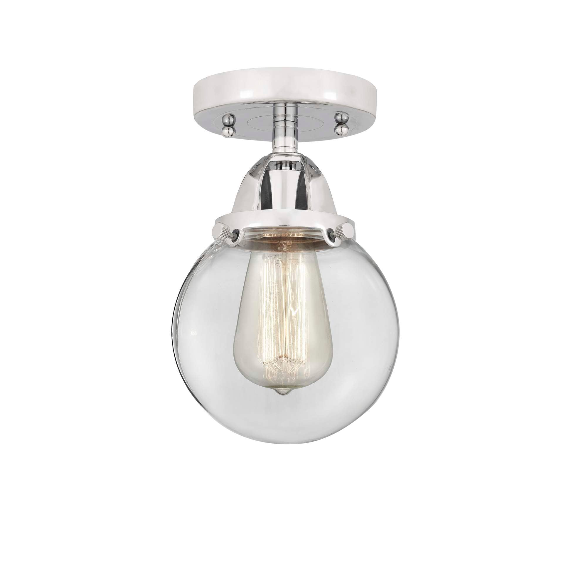 288-1C-PC-G202-6 1-Light 6" Polished Chrome Semi-Flush Mount - Clear Beacon Glass - LED Bulb - Dimmensions: 6 x 6 x 9.25 - Sloped Ceiling Compatible: No