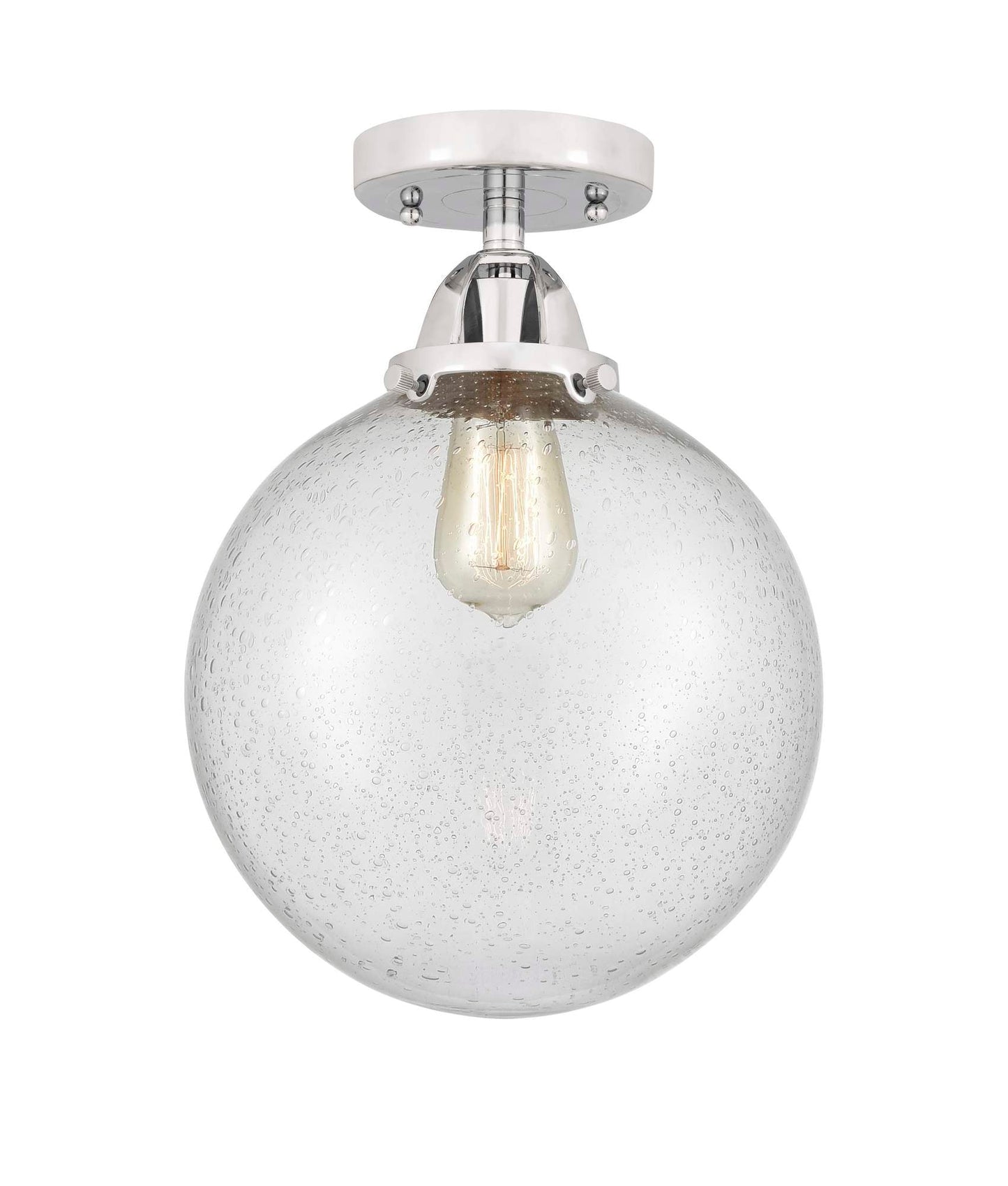 288-1C-PC-G204-10 1-Light 10" Polished Chrome Semi-Flush Mount - Seedy Beacon Glass - LED Bulb - Dimmensions: 10 x 10 x 13.25 - Sloped Ceiling Compatible: No