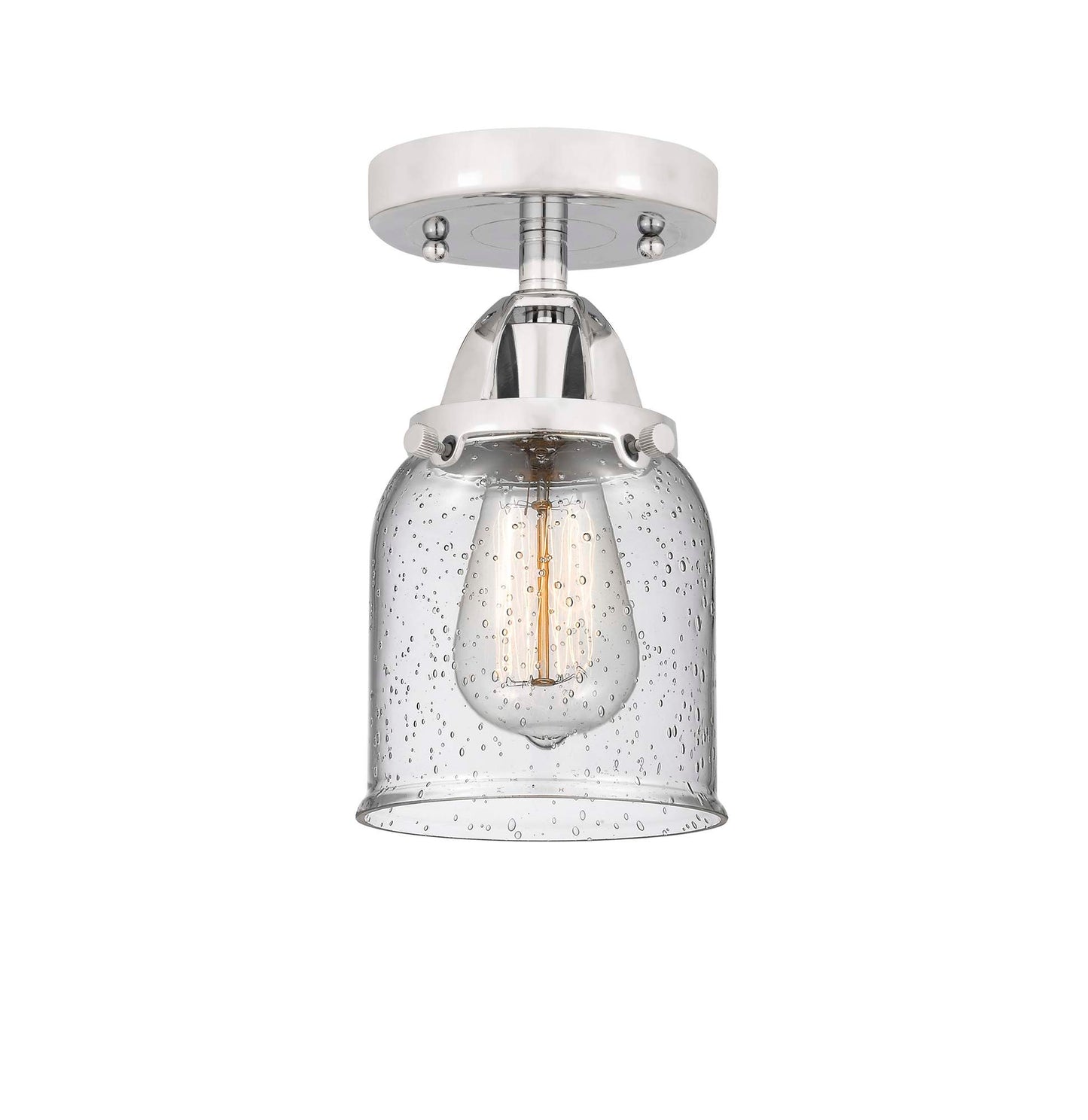 288-1C-PC-G54 1-Light 5" Polished Chrome Semi-Flush Mount - Seedy Small Bell Glass - LED Bulb - Dimmensions: 5 x 5 x 9.25 - Sloped Ceiling Compatible: No