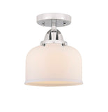 288-1C-PC-G71 1-Light 8" Polished Chrome Semi-Flush Mount - Matte White Cased Large Bell Glass - LED Bulb - Dimmensions: 8 x 8 x 9.25 - Sloped Ceiling Compatible: No