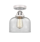 288-1C-PC-G72 1-Light 8" Polished Chrome Semi-Flush Mount - Clear Large Bell Glass - LED Bulb - Dimmensions: 8 x 8 x 9.25 - Sloped Ceiling Compatible: No