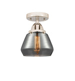 288-1C-PN-G173 1-Light 6.75" Polished Nickel Semi-Flush Mount - Plated Smoke Fulton Glass - LED Bulb - Dimmensions: 6.75 x 6.75 x 8.75 - Sloped Ceiling Compatible: No