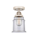 288-1C-PN-G182 1-Light 6" Polished Nickel Semi-Flush Mount - Clear Canton Glass - LED Bulb - Dimmensions: 6 x 6 x 10.75 - Sloped Ceiling Compatible: No