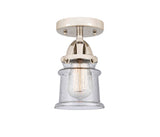 288-1C-PN-G184S 1-Light 5.25" Polished Nickel Semi-Flush Mount - Seedy Small Canton Glass - LED Bulb - Dimmensions: 5.25 x 5.25 x 9 - Sloped Ceiling Compatible: No