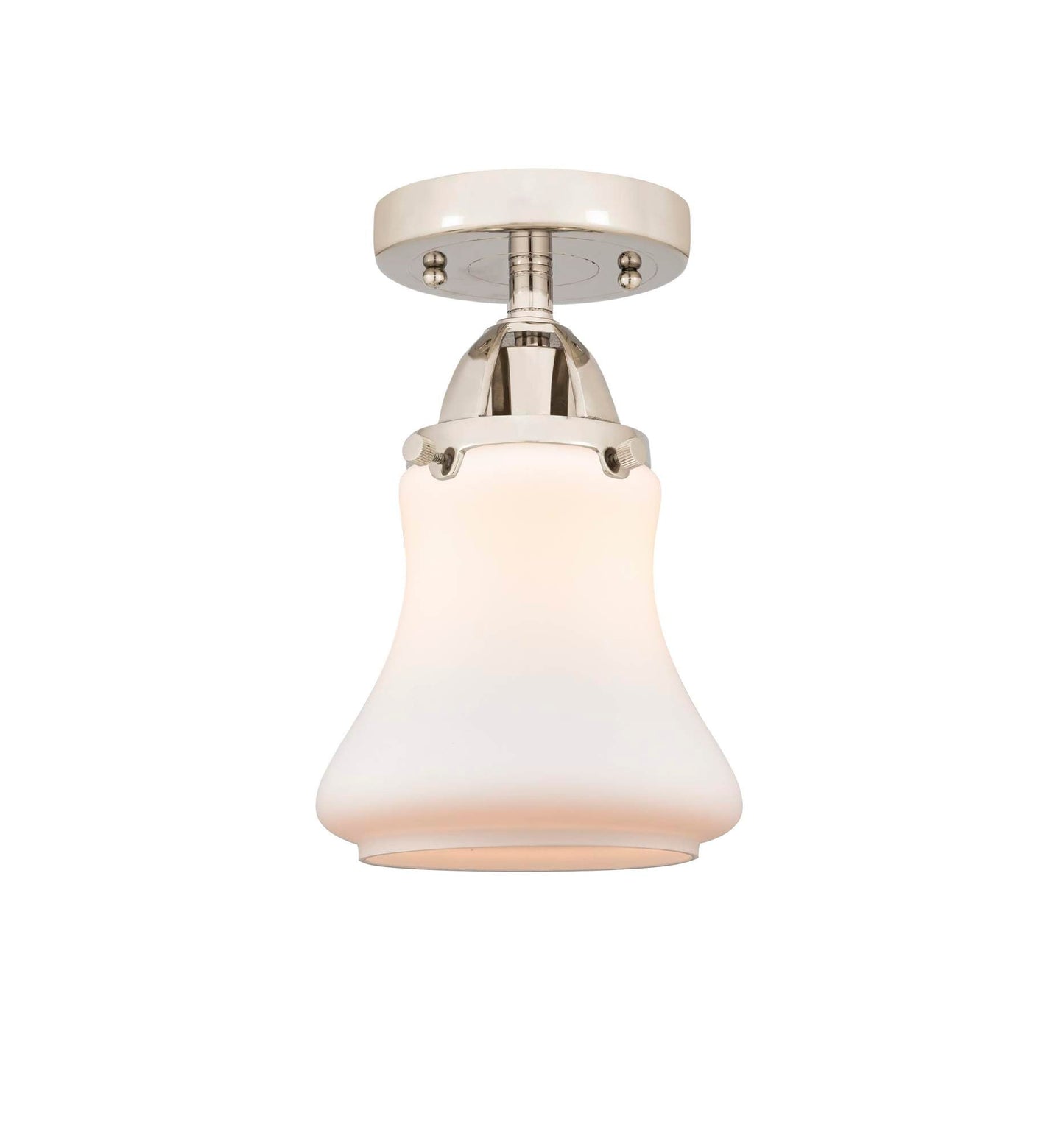 288-1C-PN-G191 1-Light 6" Polished Nickel Semi-Flush Mount - Matte White Bellmont Glass - LED Bulb - Dimmensions: 6 x 6 x 9.75 - Sloped Ceiling Compatible: No