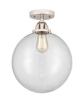 288-1C-PN-G202-12 1-Light 12" Polished Nickel Semi-Flush Mount - Clear Beacon Glass - LED Bulb - Dimmensions: 12 x 12 x 15.25 - Sloped Ceiling Compatible: No
