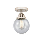 288-1C-PN-G204-6 1-Light 6" Polished Nickel Semi-Flush Mount - Seedy Beacon Glass - LED Bulb - Dimmensions: 6 x 6 x 9.25 - Sloped Ceiling Compatible: No