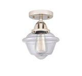 288-1C-PN-G532 1-Light 7.5" Polished Nickel Semi-Flush Mount - Clear Small Oxford Glass - LED Bulb - Dimmensions: 7.5 x 7.5 x 9.25 - Sloped Ceiling Compatible: No