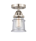 288-1C-SN-G184S 1-Light 5.25" Brushed Satin Nickel Semi-Flush Mount - Seedy Small Canton Glass - LED Bulb - Dimmensions: 5.25 x 5.25 x 9 - Sloped Ceiling Compatible: No
