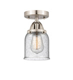 288-1C-SN-G54 1-Light 5" Brushed Satin Nickel Semi-Flush Mount - Seedy Small Bell Glass - LED Bulb - Dimmensions: 5 x 5 x 9.25 - Sloped Ceiling Compatible: No