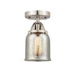288-1C-SN-G58 1-Light 5" Brushed Satin Nickel Semi-Flush Mount - Silver Plated Mercury Small Bell Glass - LED Bulb - Dimmensions: 5 x 5 x 9.25 - Sloped Ceiling Compatible: No