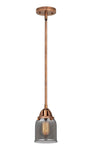 Stem Hung 5" Antique Copper Mini Pendant - Plated Smoke Small Bell Glass LED