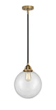 288-1S-BAB-G202-10 Stem Hung 10" Black Antique Brass Mini Pendant - Clear Beacon Glass - LED Bulb - Dimmensions: 10 x 10 x 12.5<br>Minimum Height : 22<br>Maximum Height : 46 - Sloped Ceiling Compatible: Yes