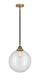 288-1S-BAB-G202-12 Stem Hung 12" Black Antique Brass Mini Pendant - Clear Beacon Glass - LED Bulb - Dimmensions: 12 x 12 x 14.5<br>Minimum Height : 24<br>Maximum Height : 48 - Sloped Ceiling Compatible: Yes