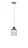 288-1S-BAB-G302 Stem Hung 5.5" Black Antique Brass Mini Pendant - Thick Clear Halophane Colton Glass - LED Bulb - Dimmensions: 5.5 x 5.5 x 8.75<br>Minimum Height : 18.25<br>Maximum Height : 42.25 - Sloped Ceiling Compatible: Yes