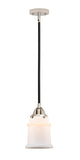288-1S-BPN-G181 Stem Hung 6" Black Polished Nickel Mini Pendant - Matte White Canton Glass - LED Bulb - Dimmensions: 6 x 6 x 10<br>Minimum Height : 19.5<br>Maximum Height : 43.5 - Sloped Ceiling Compatible: Yes
