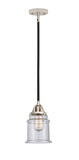 288-1S-BPN-G184 Stem Hung 6" Black Polished Nickel Mini Pendant - Seedy Canton Glass - LED Bulb - Dimmensions: 6 x 6 x 10<br>Minimum Height : 19.5<br>Maximum Height : 43.5 - Sloped Ceiling Compatible: Yes