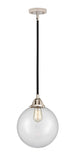 288-1S-BPN-G202-10 Stem Hung 10" Black Polished Nickel Mini Pendant - Clear Beacon Glass - LED Bulb - Dimmensions: 10 x 10 x 12.5<br>Minimum Height : 22<br>Maximum Height : 46 - Sloped Ceiling Compatible: Yes