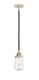 288-1S-BPN-G314 Stem Hung 4.5" Black Polished Nickel Mini Pendant - Seedy Dover Glass - LED Bulb - Dimmensions: 4.5 x 4.5 x 9.25<br>Minimum Height : 18.75<br>Maximum Height : 42.75 - Sloped Ceiling Compatible: Yes